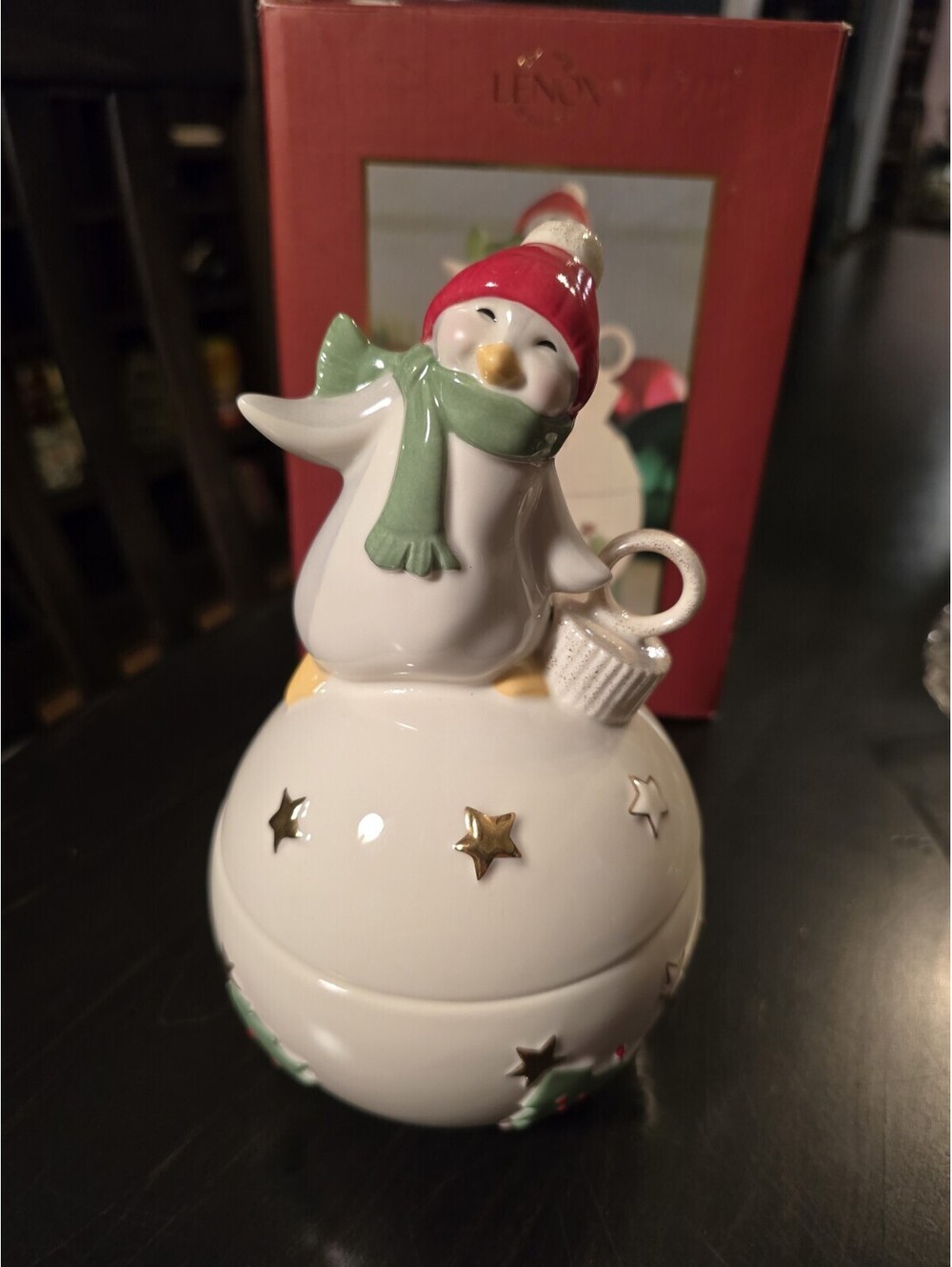 Lenox Merry Musicals Penguin Music Box 2 Pieces Winter Christmas Jingle Bells